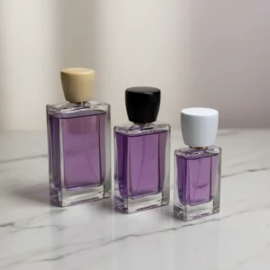 کالکشن شیشه عطر مستطیلی با درب چوبی استوانه مخروطی مناسب تولیدکنندگان عطر