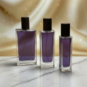 کالکشن شیشه عطر مستطیلی باریک با درب چوبی استوانه‌ای مناسب تولیدکنندگان عطر