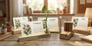 بهترین هدیه سازمانی پایه تقویم چوبی است